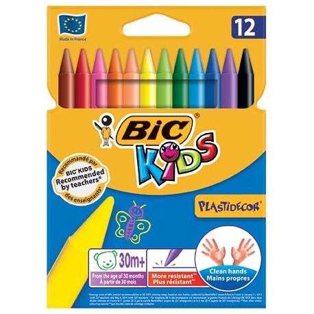 Creioane cerate 12 culori Plastidecor Bic