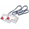 Ecuson orizontal rigid 85x53mm cu clips si snur textil Deli