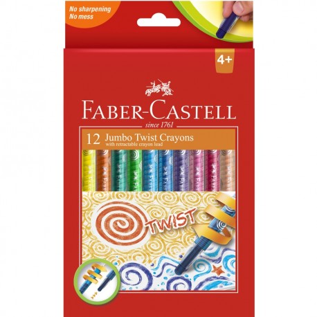 Creioane cerate 12 culori retractabile Faber-Castell