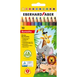 Creioane colorate plastic 10 culori Jumbo Eberhard Faber