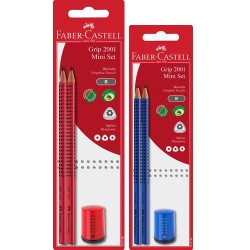 Set 2 creioane + ascutitoare mini Grip 2001 Faber-Castell