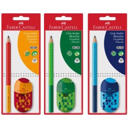 Set 1 creion Jumbo Grip Two Tone + ascutitoare Trend Faber-Castell