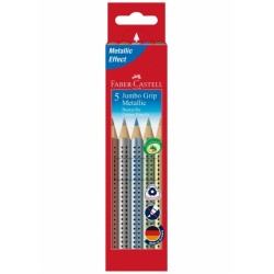 Creioane Colorate 5 Culori Metalizate Jumbo Grip Faber-Castell
