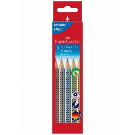 Creioane Colorate 5 Culori Metalizate Jumbo Grip Faber-Castell
