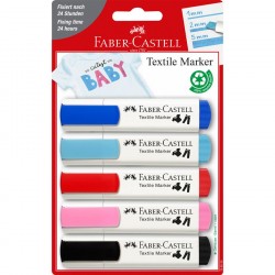 Marker textile 5 culori Faber-Castell