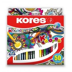 Creioane Colorate 50 Culori Triunghiulare Kores