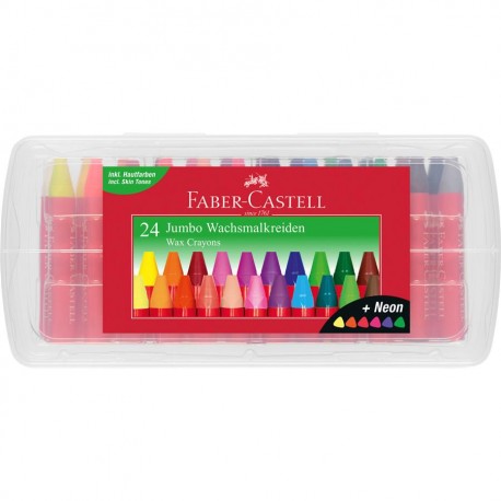 Creioane cerate 24 culori Jumbo cutie plastic Faber-Castell