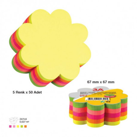 Notes adeziv floare 67x67mm 250 file neon Ark