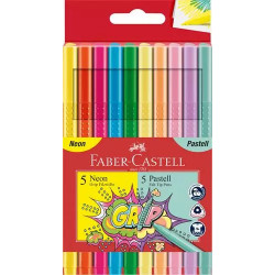 Carioca 10 culori Pastel+Neon Grip Faber-Castell