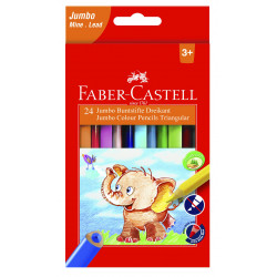 Creioane colorate 24 culori triunghiulare Jumbo Faber-Castell