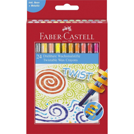 Creioane cerate 24 culori retractabile Faber-Castell