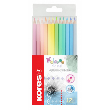 Creioane colorate 12 culori pastel Kores