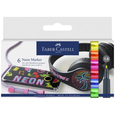 Set 6 Marker permanent Creative Neon Faber-Castell