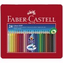 Creioane colorate 24 culori cutie metalica Grip 2001 Faber-Castell