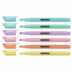 Set 6 textmarker slim pastel Kores