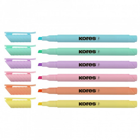 Set 6 textmarker slim pastel Kores