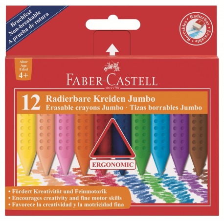 Creioane colorate plastic 12 culori Jumbo Faber-Castell