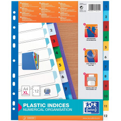 Index plastic color 1-12 A4 XL 120 microni Oxford