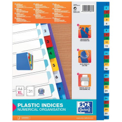Index plastic color 1-31 A4 XL 120 microni Oxford