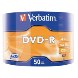 VERBATIM DVD-R MATT SILVER 16X 4.7GB WRAP 50