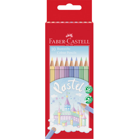Creioane colorate 10 culori Pastel Faber-Castell