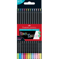 Creioane colorate 12 culori Pastel-Neon Black Edition Faber Castell