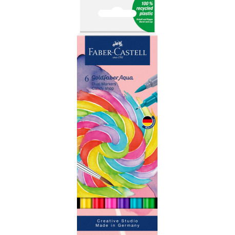 Set 6 markere solubile 2 capete Candy Shop Goldfaber Faber-Castell