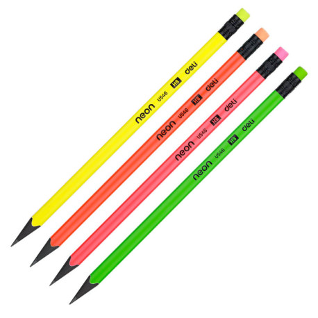 Creion Grafit HB cu Guma Fluorescent Deli