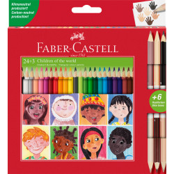 Creioane colorate 24+3 bicolore Children of the World Faber-Castell