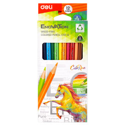 Creioane colorate plastic 12 culori Deli