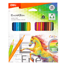 Creioane colorate plastic 24 culori Deli