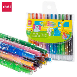 Creioane cerate retractabile 12 culori Deli