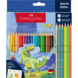 Creioane colorate 18+6 culori Grip 2001 Dinozaur Faber-Castell