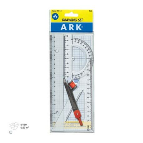 Set geometrie din plastic transparent 4 piese Ark