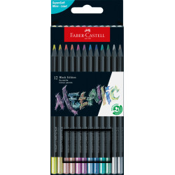 Creioane Colorate 12 Culori Metalizate Black Edition Faber-Castell