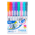 Set 8 roller free ink 0.5mm Deli Think