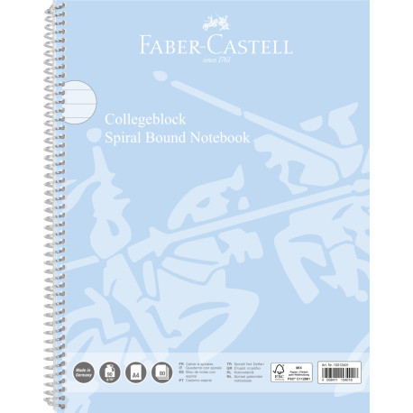 Caiet cu spira A4 80 file coperta carton plastifiat Bleu Sky Faber-Castell