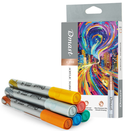 Marker vopsea acrilica metalizata pastel 6 culori/set Dmast