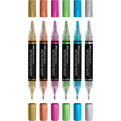 Markere acrilice metalizate 6 culori/set Faber-Castell