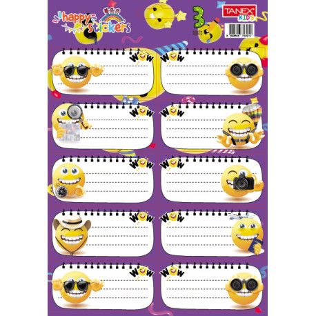 Etichete scolare 30 buc/set Smiley Tanex