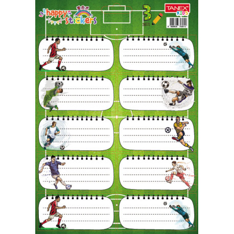Etichete scolare 30buc/set Fotbal Tanex