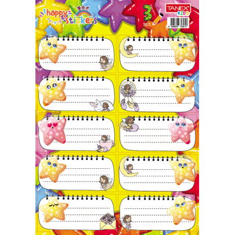 Etichete scolare 30 buc/set Stars Tanex