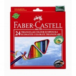 Creioane colorate triunghiulare 24 culori + Ascutitoare Eco Faber-Castell