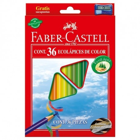Creioane colorate triunghiulare 36 culori + ascutitoare Eco Faber-Castell