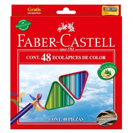 Creioane colorate triunghiulare 48 culori + ascutitoare Eco Faber-Castell