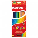 Creioane colorate 12 Culori triunghiulare Kores