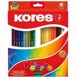 Creioane colorate 24 Culori triunghiulare Kores