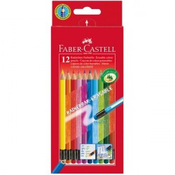Creioane colorate 12 culori cu guma Eco Faber-Castell