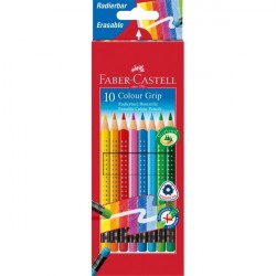 Creioane colorate 10 culori cu guma Grip 2001 Faber-Castell